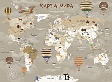 Карта мира для детской в серых тонах