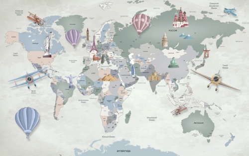 Карта мира с достопримечательностями