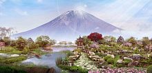 Японский сад с видом на Фудзияму